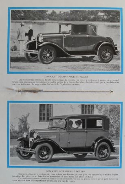 Ford A Modelprogram 1928 "Pour bien choisir votre voiture" Carbrochure (8604)